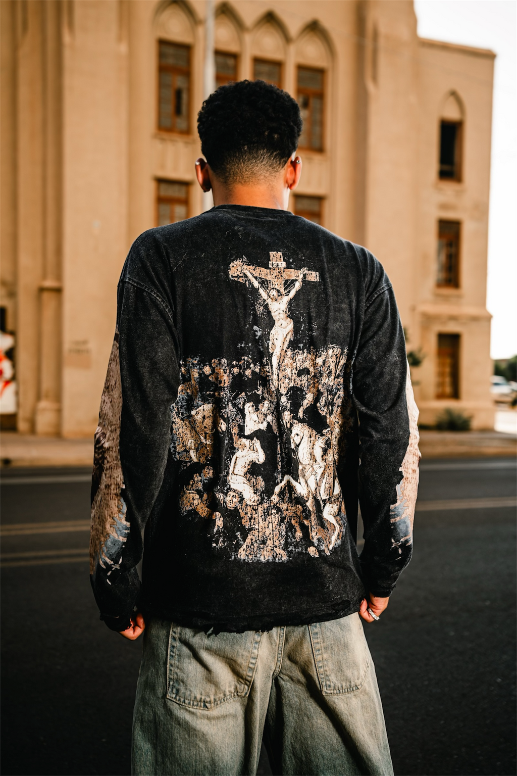 -SAINT Long Sleeve Distressed Shirt